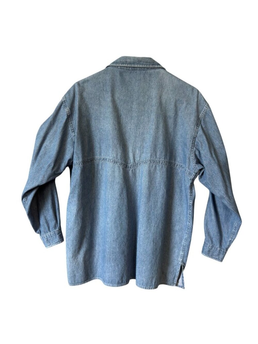 Vintage Cherokee Womens M Denim Button-Up Shirt Long Sleeve Tunic  Blue - Picture 7 of 16